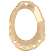 Pendentif chandelier ovale évidé texturé 35x27 mm 5 trous - Doré à l'or fin x1