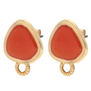 Clous d’oreilles triangle arrondi 19.5x15 mm - Doré à l'or fin - Topaz x2