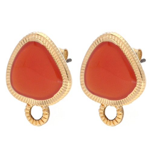 Clous d’oreilles triangle arrondi 19.5x15 mm - Doré à l'or fin - Topaz x2