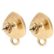 Clous d’oreilles triangle arrondi 19.5x15 mm - Doré à l'or fin - Noir x2