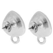 Clous d’oreilles triangle arrondi 19.5x15mm Placage Argent fin vieilli Turquoisex2