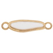 Intercalaire irrégulier 33x8.5 mm et résine époxy - Doré à l'or fin - Blanc nacré|raw }}