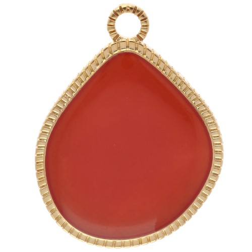 Pendentif goutte irrégulière 32x24 mm résine époxy - Doré à l'or fin - Topaz x1