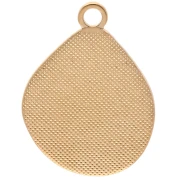 Pendentif goutte irrégulière 32x24 mm résine époxy - Doré à l'or fin - Marron x1