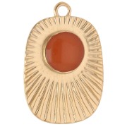 Pendentif rectangle ethnique 26x17.5 mm résine époxy - Doré à l'or fin - Topaz x1