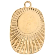 Pendentif rectangle ethnique 26x17.5 mm résine époxy - Doré à l'or fin - Marron x1