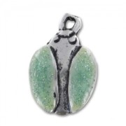 Breloque coccinelle résine époxy 16 mm vert turquoise pailleté x1|raw }}