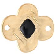 Intercalaire fleur 19x17 mm avec résine époxy - Doré à l'or fin - Noir x1