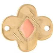 Intercalaire fleur 19x17 mm avec résine époxy - Doré à l'or fin - Corail x1