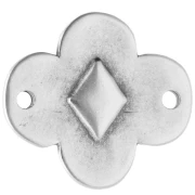 Intercalaire fleur 19x17 mm avec résine époxy - Placage Argent fin vieilli - Rouge