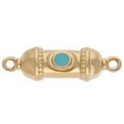 Intercalaire tube ethnique 26x8 mm avec résine époxy - Doré à l'or fin - Turquoise