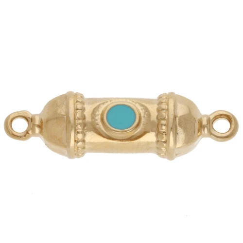 Intercalaire tube ethnique 26x8 mm avec résine époxy - Doré à l'or fin - Turquoise