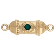 Intercalaire tube ethnique 26x8 mm avec résine époxy - Doré à l'or fin - Vert x1