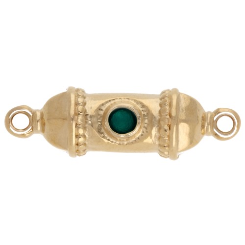 Intercalaire tube ethnique 26x8 mm avec résine époxy - Doré à l'or fin - Vert x1