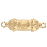 Intercalaire tube ethnique 26x8 mm avec résine époxy - Doré à l'or fin - Rose fluo