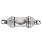 Intercalaire tube ethnique 26x8 mm - Placage Argent fin vieilli - Turquoise