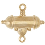 Intercalaire tube ethnique et goutte 20x23 mm - Doré à l'or fin - Vert x1