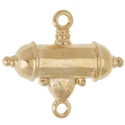 Intercalaire tube ethnique et goutte 20x23 mm - Doré à l'or fin - Rose fluo x1