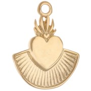 Pendentif coeur ex-voto 22x17 mm avec résine époxy - Doré à l'or fin - Rouge x1
