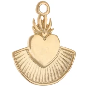 Pendentif coeur ex-voto 22x17 mm avec résine époxy - Doré à l'or fin - Rouge x1