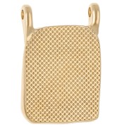 Pendentif intercalaire rectangle 20.5x14 mm motif coeur - Doré à l'or fin