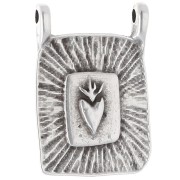 Pendentif intercalaire rectangle 20.5x14 mm motif coeur Placage Argent fin vieilli