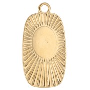 Pendentif rectangle 25.5x13.5 mm coeur en résine époxy - Doré à l'or fin - Rouge