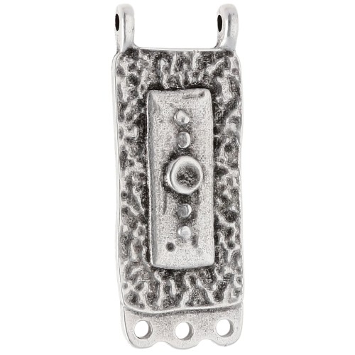 Pendentif intercalaire rectangle chandelier 32x12.5mm - Placage Argent fin vieilli