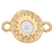 Intercalaire rond irrégulier 11 mm motif ethnique - Doré à l'or fin - Blanc x1