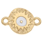 Intercalaire rond irrégulier 11 mm motif ethnique - Doré à l'or fin - Blanc x1