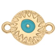 Intercalaire rond irrégulier 11 mm motif ethnique - Doré à l'or fin - Turquoise x1