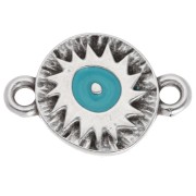 Intercalaire rond irrégulier 11mm motif ethnique Placage Arg fin vieil - Turquoise