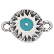 Intercalaire rond irrégulier 11mm motif ethnique Placage Arg fin vieil - Turquoise