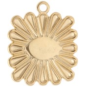 Pendentif carré 24x20 mm - motif oeil - Doré à l'or fin - Blanc - Bleu x1