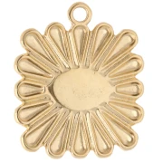 Pendentif carré 24x20 mm - motif oeil - Doré à l'or fin - Blanc - Bleu x1