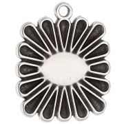 Pendentif carré 24x20 mm - motif oeil - Placage Argent fin vieilli - Blanc - Bleu