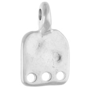 Breloque chandelier carré irrégulier 16x9 mm motif oeil Placage Argent fin vieilli