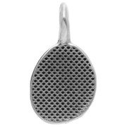 Breloque ovale irrégulière 18x10 mm - motif oeil - Placage Argent fin vieilli x1