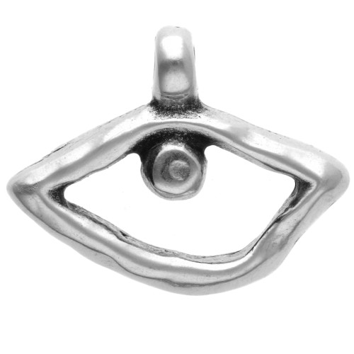 Breloque oeil irrégulier martelé 14x18 mm - Placage Argent fin vieilli x1