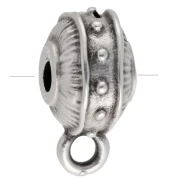 Perle ronde aplatie irrégulière 9 mm avec 1 anneau - Placage Argent fin vieilli x1