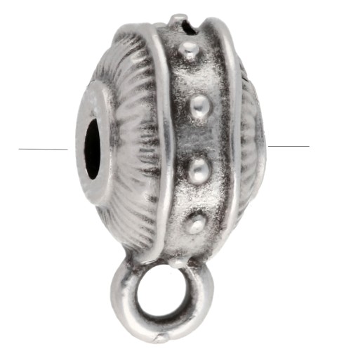 Perle ronde aplatie irrégulière 9 mm avec 1 anneau - Placage Argent fin vieilli x1