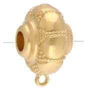 Perle ronde aplatie 17 mm - motif fleur - avec 1 anneau - Doré à l'or fin x1