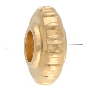 Perle rondelle texturée 13 mm - Doré à l'or fin x1
