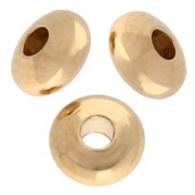 Perles rondes aplaties 4 mm - Doré à l'or fin x10