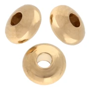 Perles rondes aplaties 4 mm - Doré à l'or fin x10