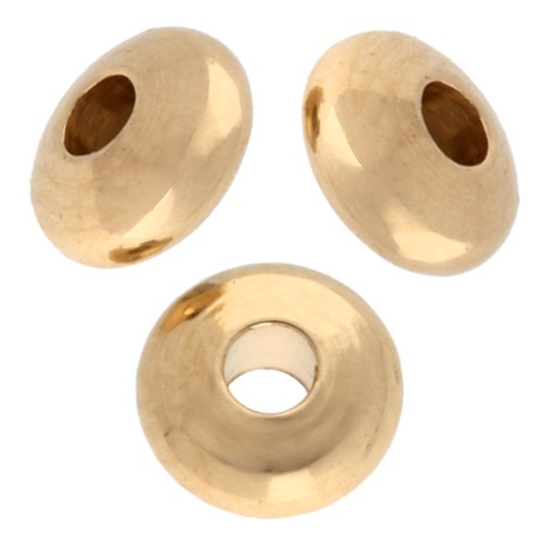 Perles rondes aplaties 4 mm - Doré à l'or fin x10