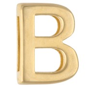 Poussoir lettre alphabet 15x11 mm - B - pour lacet 10 mm - Doré à l'or fin x1