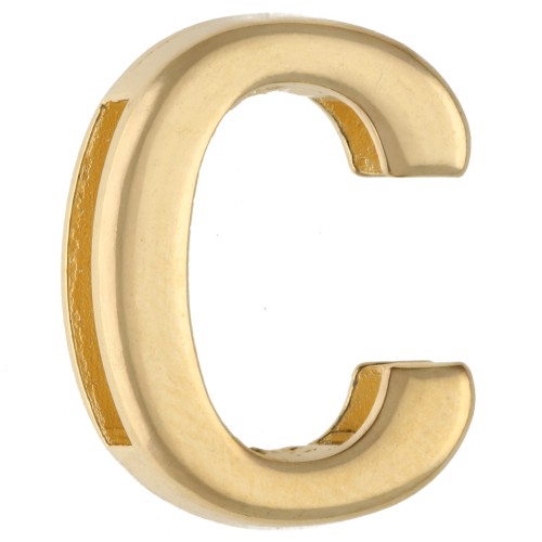 Poussoir lettre alphabet 15x12 mm - C - pour lacet 10 mm - Doré à l'or fin x1