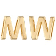 Poussoir lettre alphabet 15x17 mm - M ou W - pour lacet 10 mm - Doré à l'or fin x1|raw }}