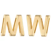 Poussoir lettre alphabet 15x17 mm - M ou W - pour ruban 10 mm - Doré à l'or fin x1